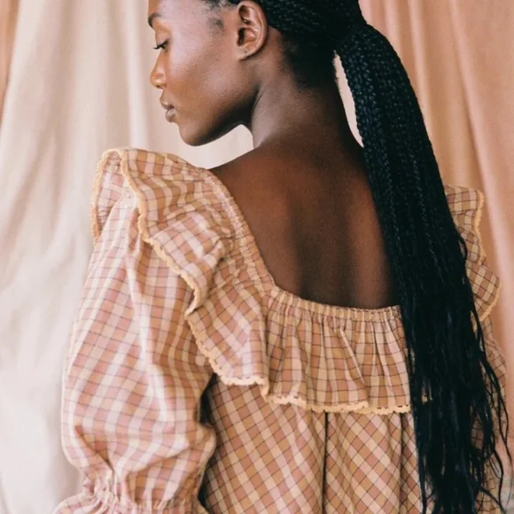 NEW NWT Christy Dawn The Maggie Dress Chestnut Plaid - Picture 9 of 9